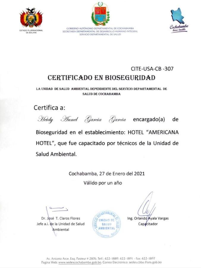 Americana Hotel Cochabamba Extérieur photo